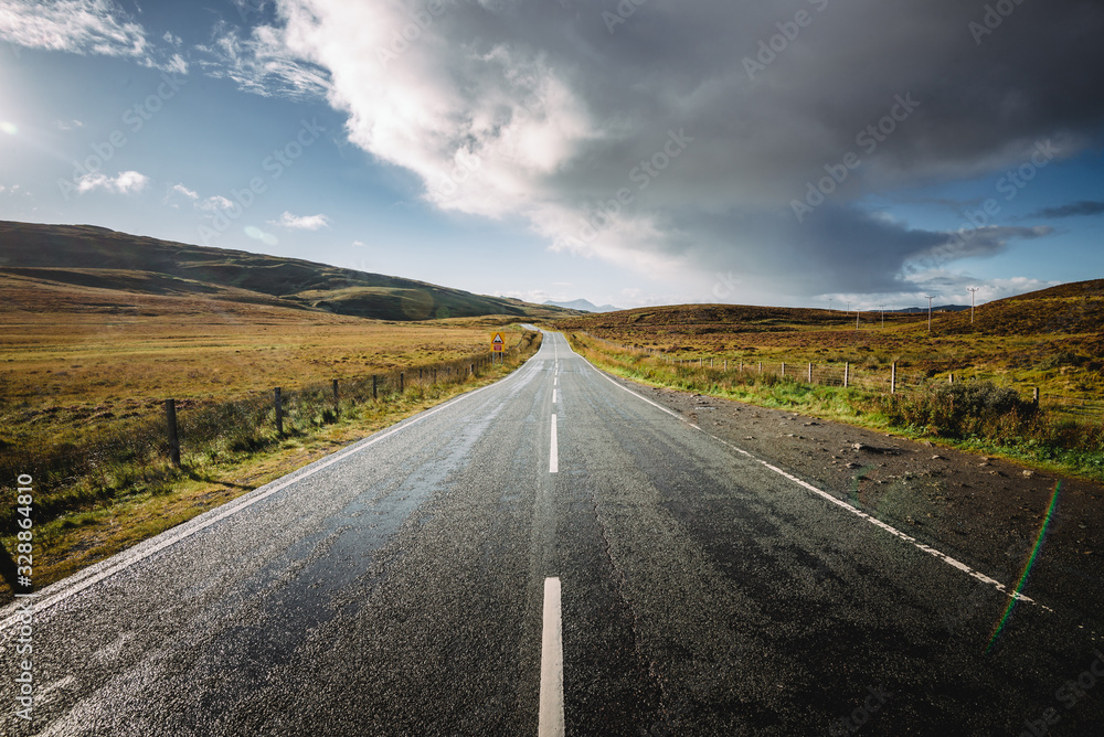 Road to infinity in the Scottish highlands Road to infinity in the Scottish highlands