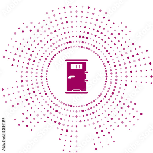 Purple Prison cell door with grill window icon isolated on white background. Abstract circle random dots. Vector Illustration
