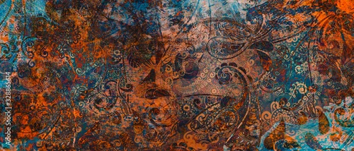 Panel kuchenny z motywem mandala colorful vintage art, ancient Indian vedic background design, old painting texture with multiple mathematical shapes