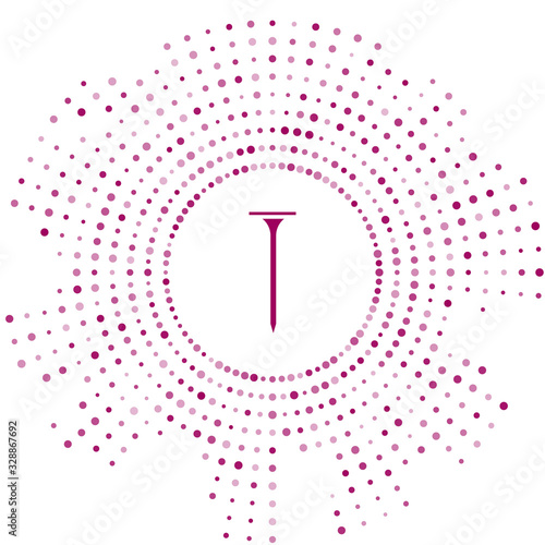 Purple Metallic nail icon isolated on white background. Abstract circle random dots. Vector Illustration