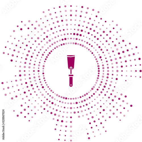 Purple Putty knife icon isolated on white background. Spatula repair tool. Spackling or paint instruments. Abstract circle random dots. Vector Illustration