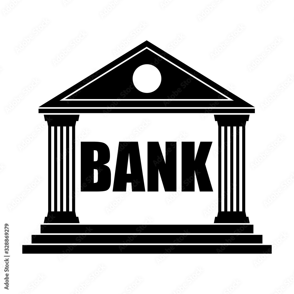 Bank building black simple icon. Classic view. Bank building black simple icon. Classic view.