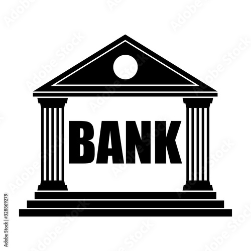 Bank building black simple icon. Classic view.