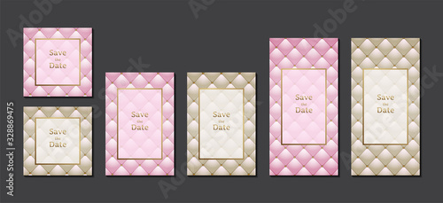 Wedding invitation card pastel color leather upholstery with frame for text message vector