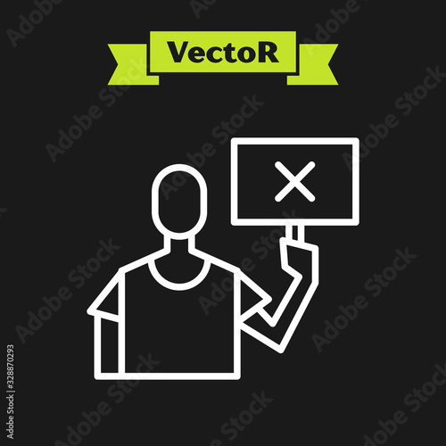 White line Nature saving protest icon isolated on black background. Earth planet protection, environmental issues demonstration. Vector Illustration