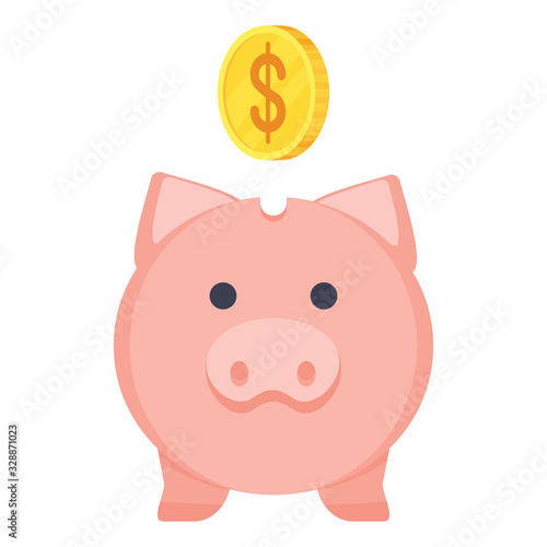 Pig piggy bank flat vector illustration. Deposits and accumulation of money.