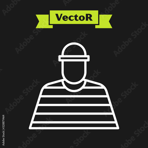 White line Prisoner icon isolated on black background. Vector Illustration