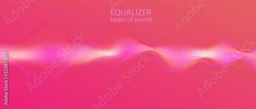 Futuristic Vector Equalizer. Code Fractal Slide. 3D Liquid Waves. Big Data Stream Neon 