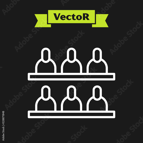 White line Jurors icon isolated on black background. Vector Illustration