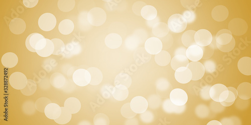 Abstract panorama white bokeh on yellow gold color for background.