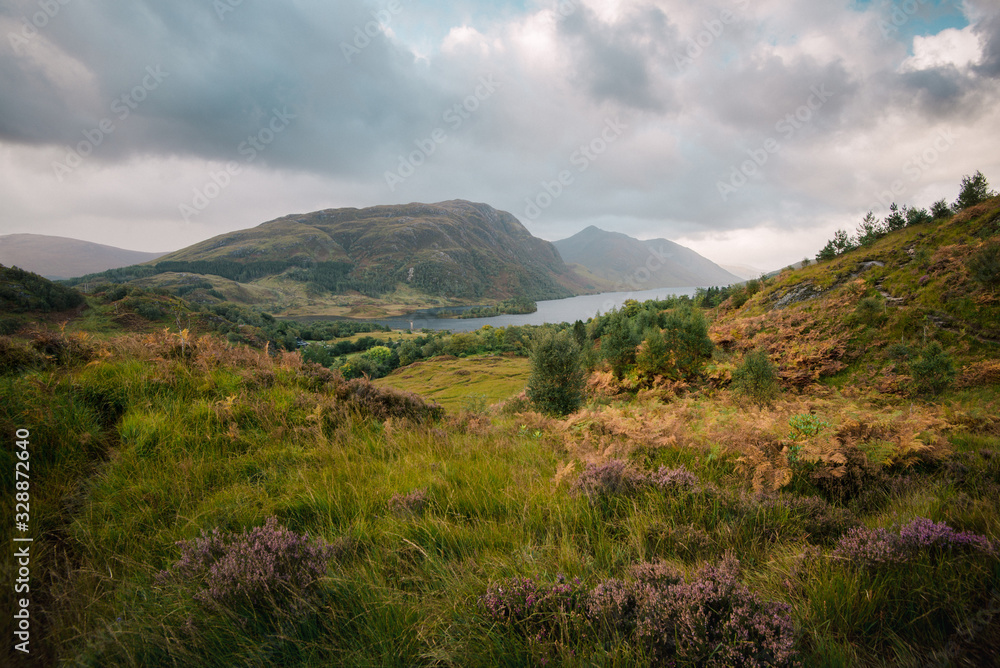 Beautiful view of the mountain ranges in the Scottish highlands