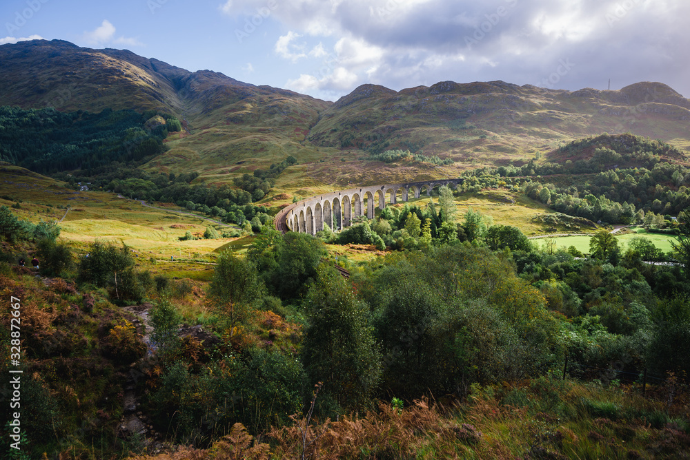 Gorgeous Morning Day at the Glenfinnan Viaduct in the Scottish Highlands