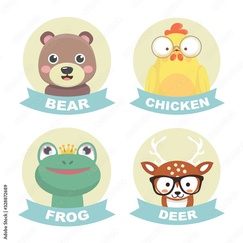 Collection Of Stickers Animals.