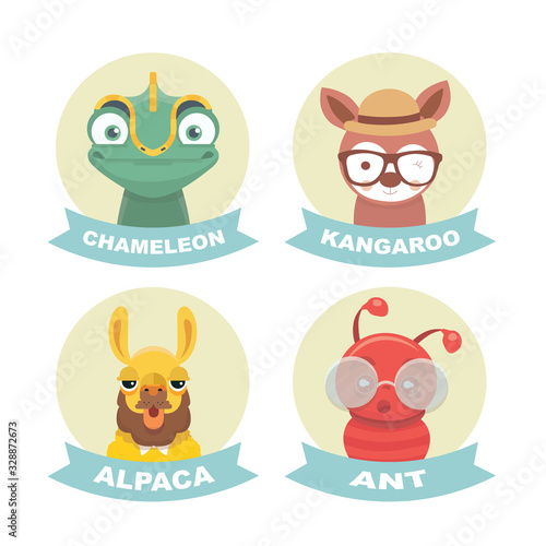 Collection Of Stickers Animals.