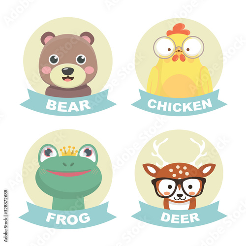Collection Of Stickers Animals.