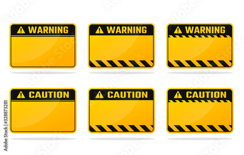 Yellow black warning sign vector Leave space for your warning message.