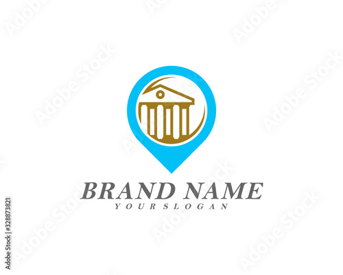 Point government building logo template vector, Icon symbol