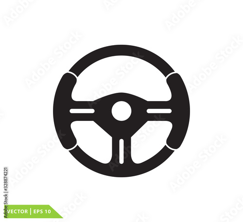 Steering wheel icon vector logo design template