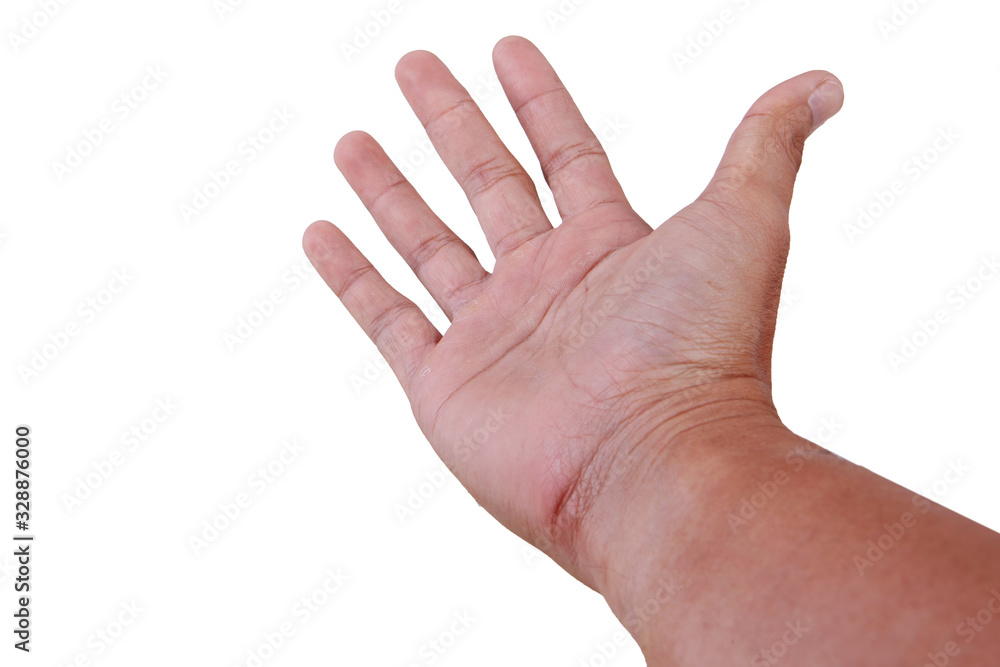 Male asian hand gestures isolated over the white background. POINTING POSE. FIRST PERSON VIEW. Touching. Male asian hand gestures isolated over the white background. POINTING POSE. FIRST PERSON VIEW. Touching.