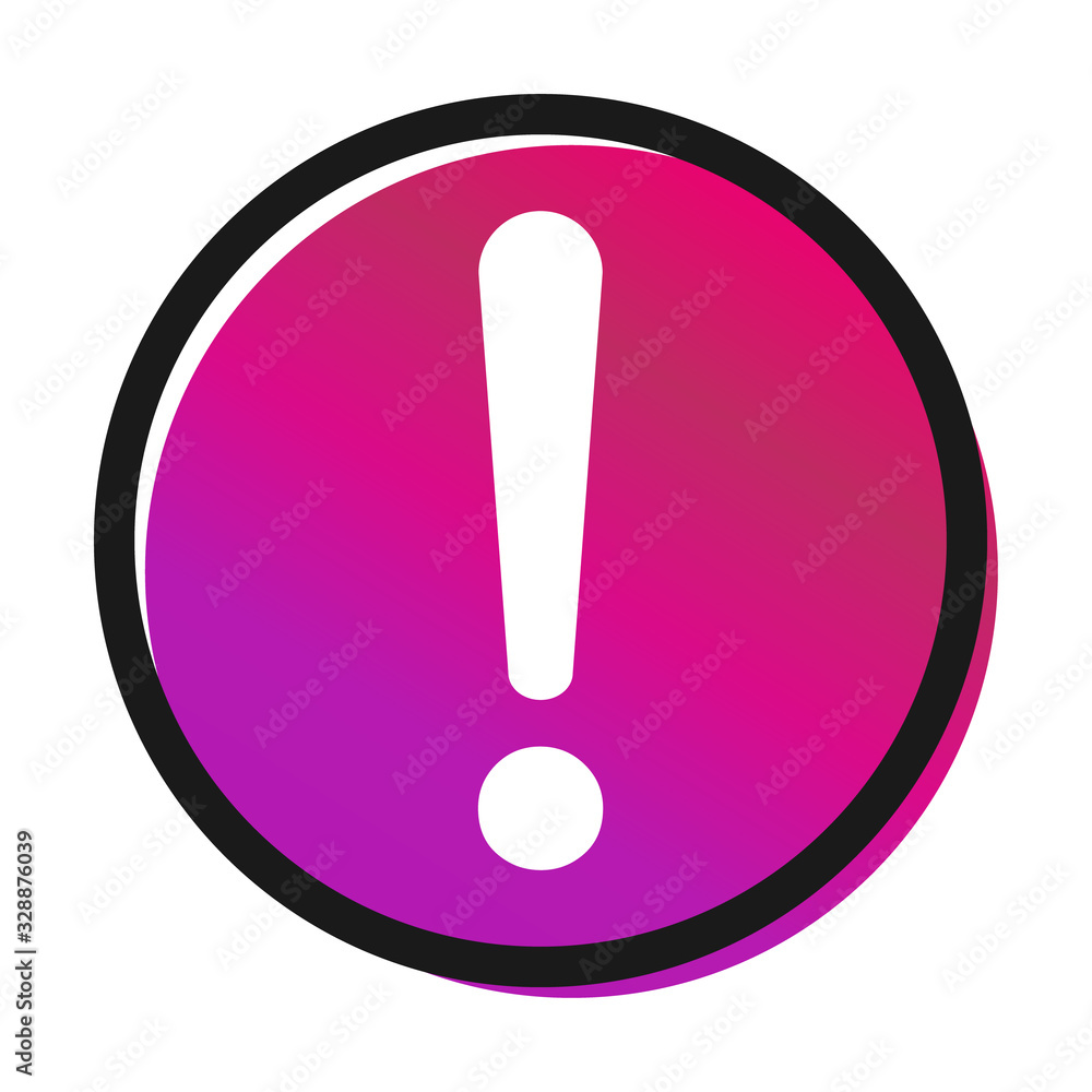 Exclamation mark flat design icon vector. Hazard warning attention sign isolated on white background