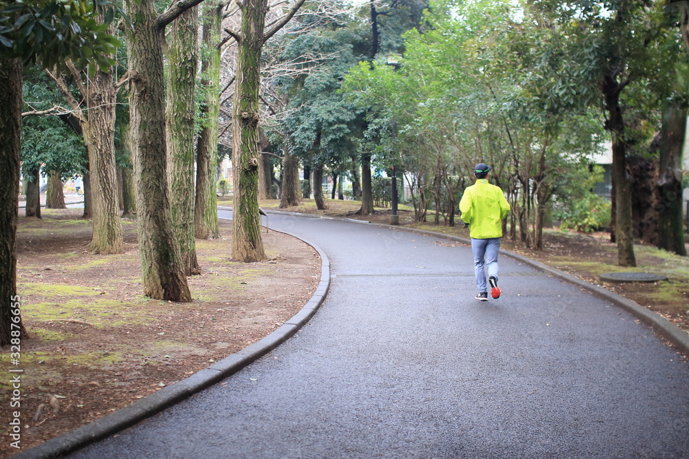 man running in the park man running in the park