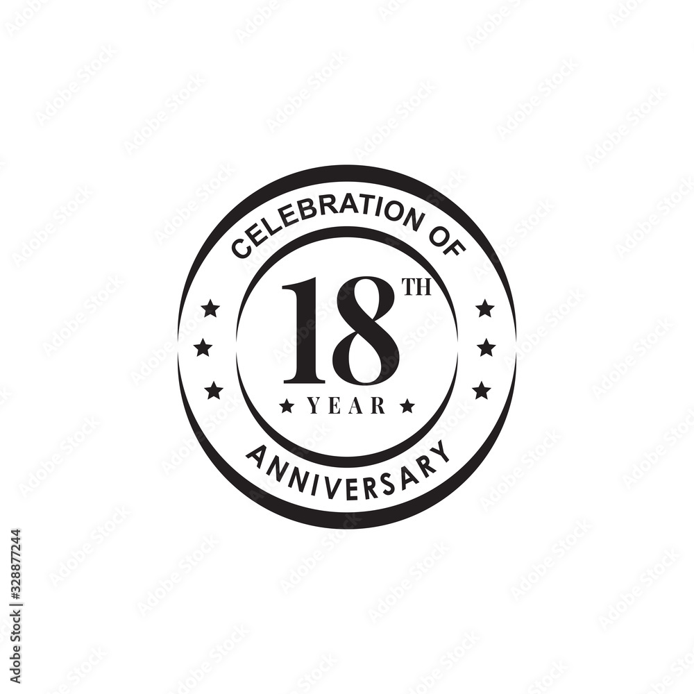 18th year anniversary logo design template