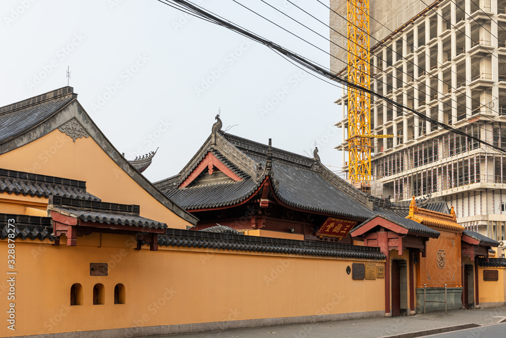 Sanguan Tang or Temple, a Buddhist nun temple or monastery on Wan'an Road, Jiangwanzhen, Hongkou district, Shanghai, China. Built in Qing Dynasty. Historic architecture and heritage. Sanguan Tang or Temple, a Buddhist nun temple or monastery on Wan'an Road, Jiangwanzhen, Hongkou district, Shanghai, China. Built in Qing Dynasty. Historic architecture and heritage.
