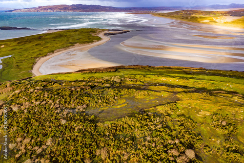 Aerial view of Cashelgolan hill by Portnoo in County Donegal - Ireland photo