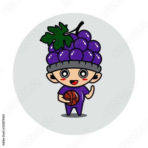 Grape fruit mascot cute characters activity illustration