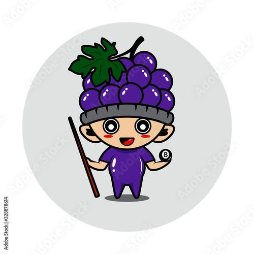 Grape fruit mascot cute characters activity illustration