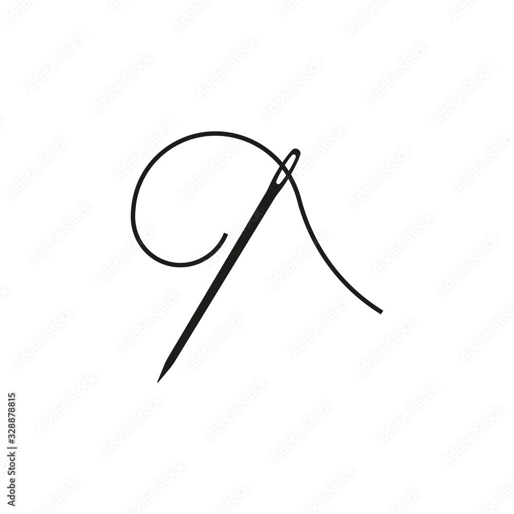 Needle for sewing icon. Sewing needle with thread glyph icon. Vector. Isolated. Needle for sewing icon. Sewing needle with thread glyph icon. Vector. Isolated.
