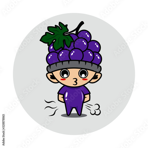 Grape fruit mascot cute characters activity illustration