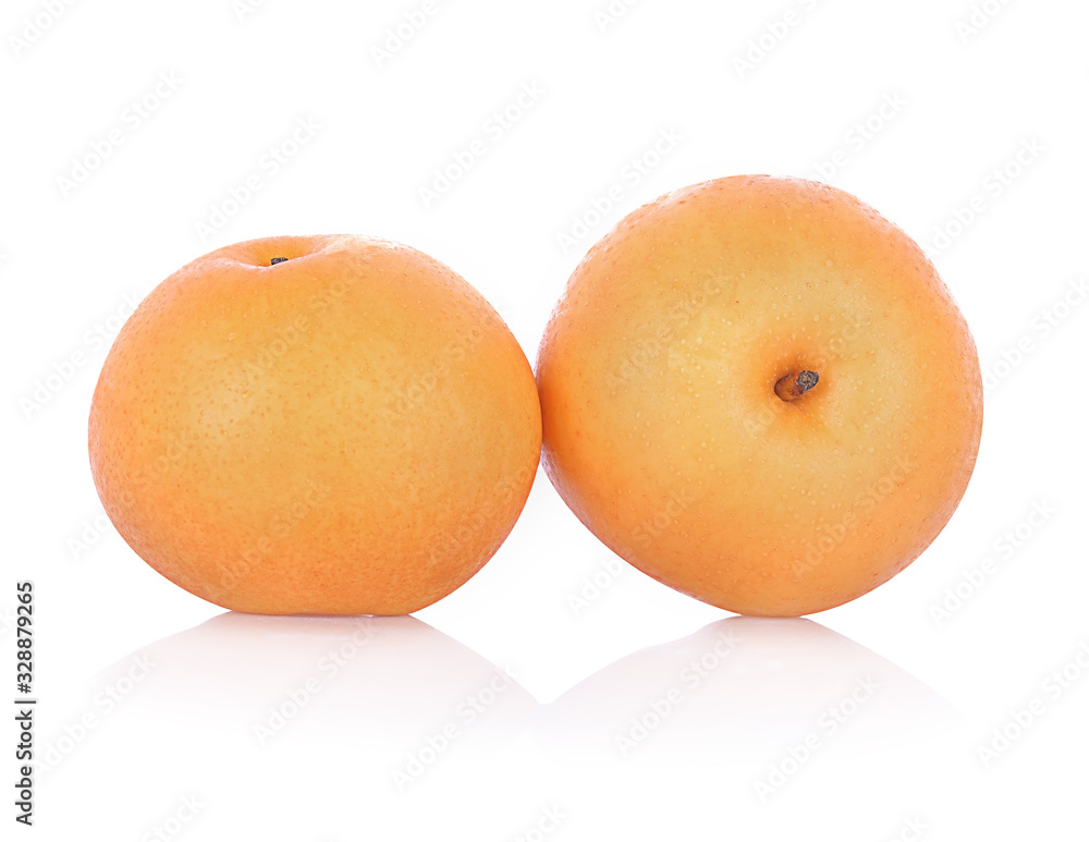 Pear fruit over white background