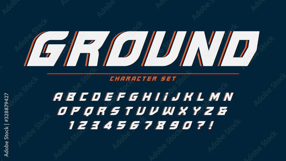 Obraz premium Extrame alphabet design, typeface, letters and numbers.