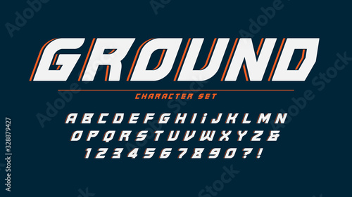 Extrame alphabet design, typeface, letters and numbers.