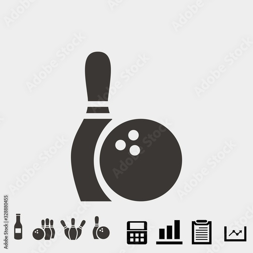 bowling pin and bowling ball icon vector sport