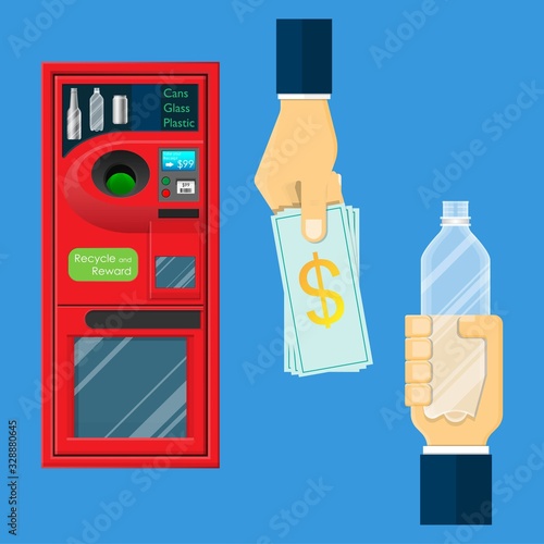Reverse Vending Machine Recycling and Reward Money From Garbage Cans Bottle Plastic Glass Sale
