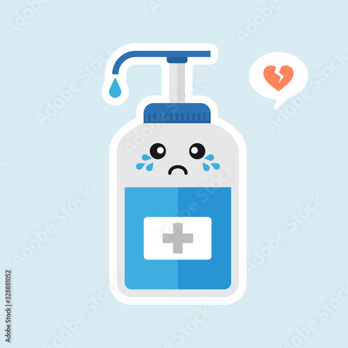 ute and kawaii disinfection or and sanitizer bottle, washing gel. Vector illustration suitable for hygiene, disinfect, medical, clean life, anti virus, bacteria, health care, disease spread, germs