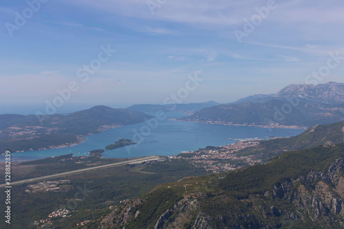 Panoramic view of the runway of Tivat airport. Montenegro.