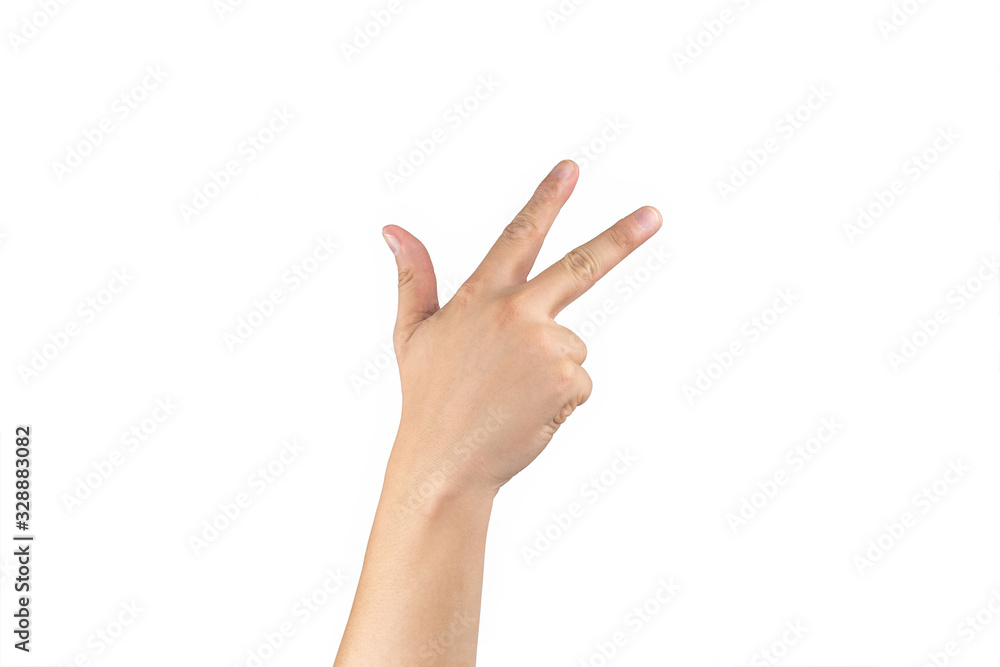 Asian back hand shows and counts 8 (eight) sign on finger on isolated white background. Clipping path Asian back hand shows and counts 8 (eight) sign on finger on isolated white background. Clipping path