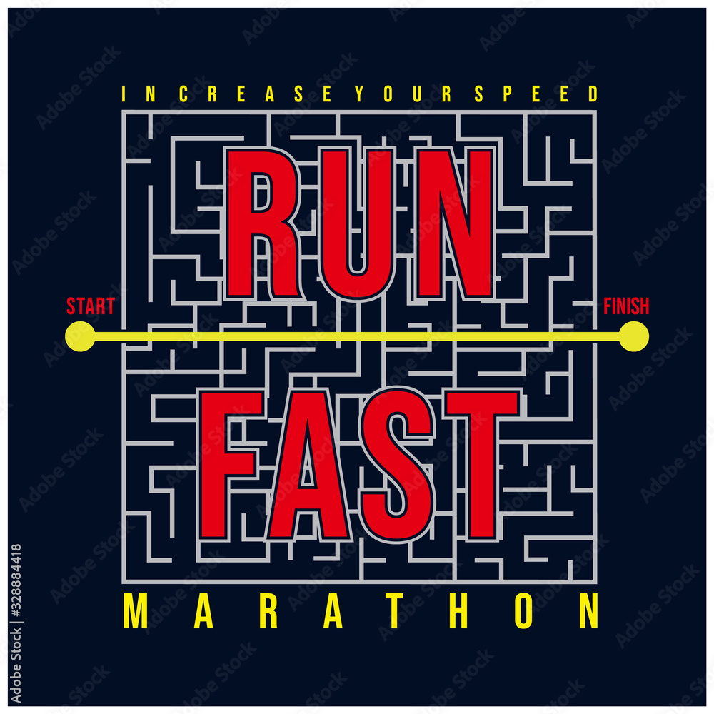 Vector illustration on a theme of marathon and running in New York City, Brooklyn. Sport typography, t-shirt graphics, poster, print, run, banner, flyer, postcard - Vector