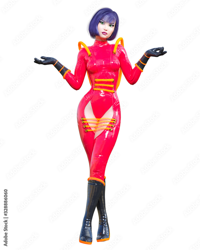 3D comics cosplay anime girl.