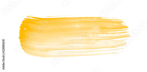 Yellow watercolor stroke isolated on white background