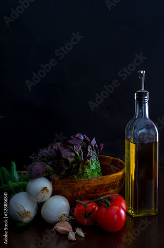 Fototapeta Naklejka Na Ścianę i Meble -  Ingredients to make a salad. Typical Mediterranean Recipe