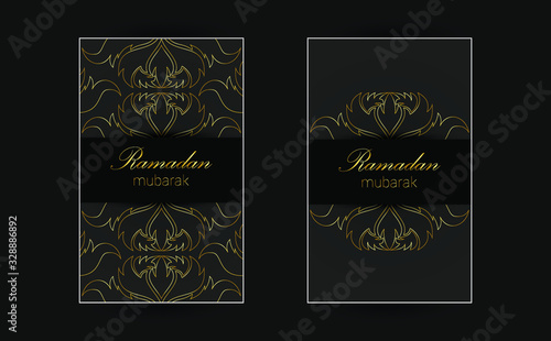 ramadan kareem celebration card with golden ornament vector illustration design