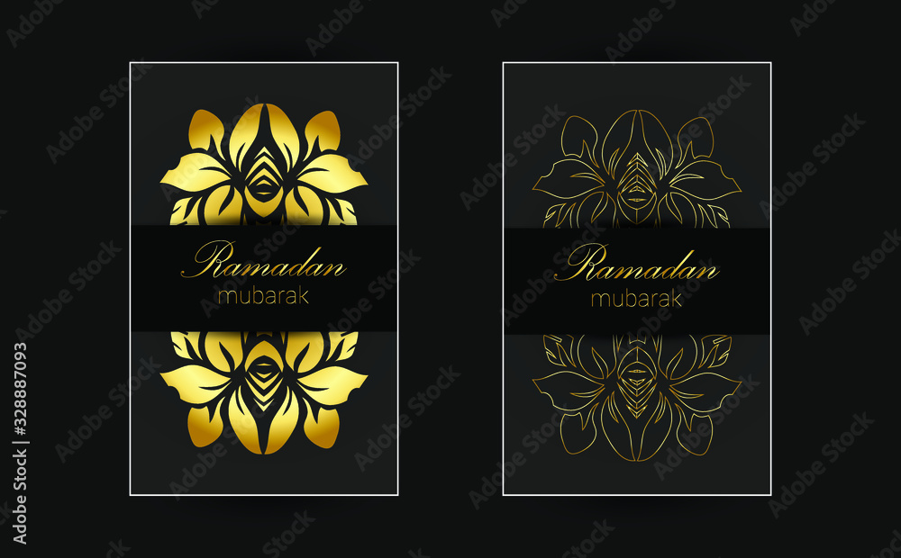 ramadan kareem celebration card with golden ornament vector illustration design