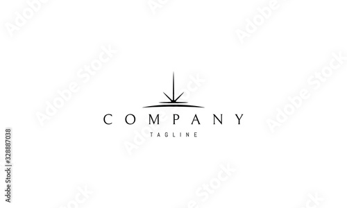 Vector logo on which an abstract image of the rising sun.