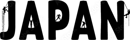 Japan with Sports Men, vector file