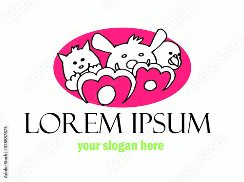 innovative and creative, minimalist animal logo. can use animal clinics, petshop and veterinarian. black and white simple stylish logo.