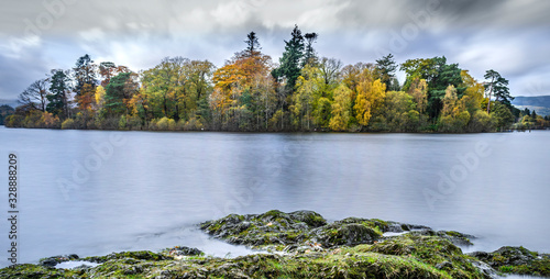 Fotografia A view of St Herbert's Island the largest of four islands in Derwent Water Keswi